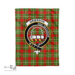 Plaid Blanket Grierson Clan Crest Badge Tartan Blanket Scottish Green Plaid Throw Blanket Tartan Plaid Fleece Blanket
