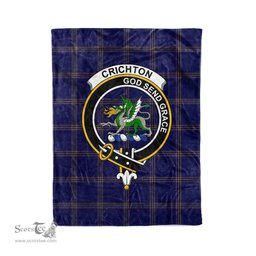 Plaid Blanket Crichton Clan Crest Badge Tartan Blanket Scottish Green Plaid Throw Blanket Tartan Plaid Fleece Blanket
