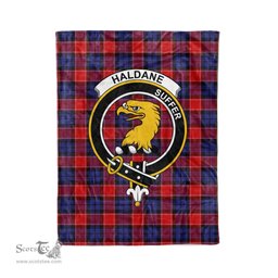 Plaid Blanket Haldane Clan Crest Badge Tartan Blanket Scottish Green Plaid Throw Blanket Tartan Plaid Fleece Blanket