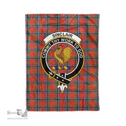 Plaid Blanket Sinclair Ancient Clan Crest Badge Tartan Blanket Scottish Plaid Throw Blanket Tartan Plaid Fleece Blanket