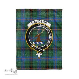 Plaid Blanket Davidson Ancient Clan Crest Badge Tartan Blanket Scottish Green Plaid Throw Blanket Tartan Plaid Fleece Blanket