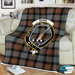 Plaid Blanket Gunn Weathered Clan Crest Badge Tartan Blanket Scottish Green Plaid Throw Blanket Tartan Plaid Fleece Blanket
