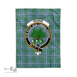 Plaid Blanket Irvine Clan Crest Badge Tartan Blanket Scottish Green Plaid Throw Blanket Tartan Plaid Fleece Blanket
