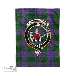 Plaid Blanket Elphinstone Clan Crest Badge Tartan Blanket Scottish Green Plaid Throw Blanket Tartan Plaid Fleece Blanket