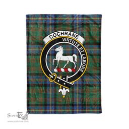 Plaid Blanket Cochrane Ancient Clan Crest Badge Tartan Blanket Scottish Green Plaid Throw Blanket Tartan Plaid Fleece Blanket