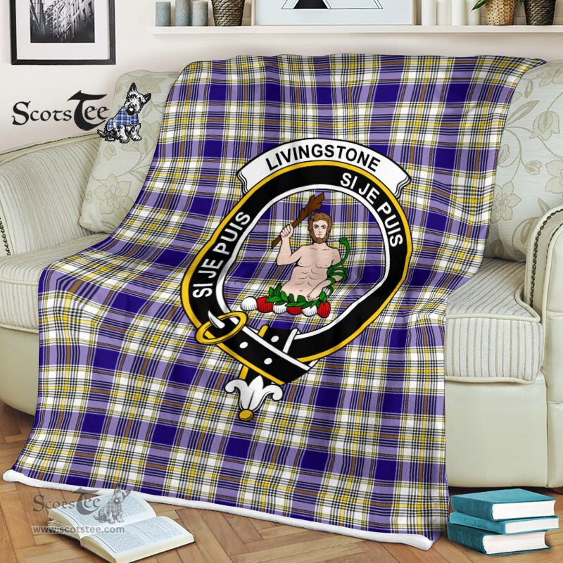 Plaid Blanket Livingstone Dress Clan Crest Badge Tartan Blanket Scottish Plaid Throw Blanket Tartan Plaid Fleece Blanket