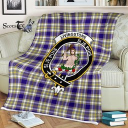 Plaid Blanket Livingstone Dress Clan Crest Badge Tartan Blanket Scottish Plaid Throw Blanket Tartan Plaid Fleece Blanket