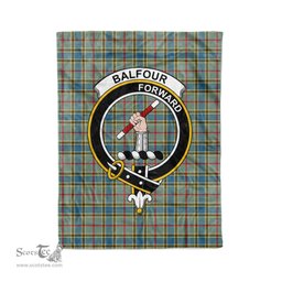 Plaid Blanket Balfour Clan Crest Badge Tartan Blanket Scottish Blue Plaid Throw Blanket Tartan Plaid Fleece Blanket