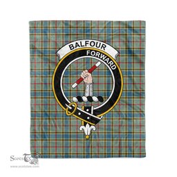 Plaid Blanket Balfour Clan Crest Badge Tartan Blanket Scottish Blue Plaid Throw Blanket Tartan Plaid Fleece Blanket