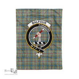 Plaid Blanket Balfour Clan Crest Badge Tartan Blanket Scottish Blue Plaid Throw Blanket Tartan Plaid Fleece Blanket