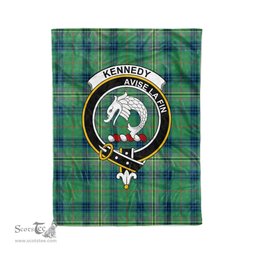 Plaid Blanket Kennedy Ancient Clan Crest Badge Tartan Blanket Scottish Green Plaid Throw Blanket Tartan Plaid Fleece Blanket