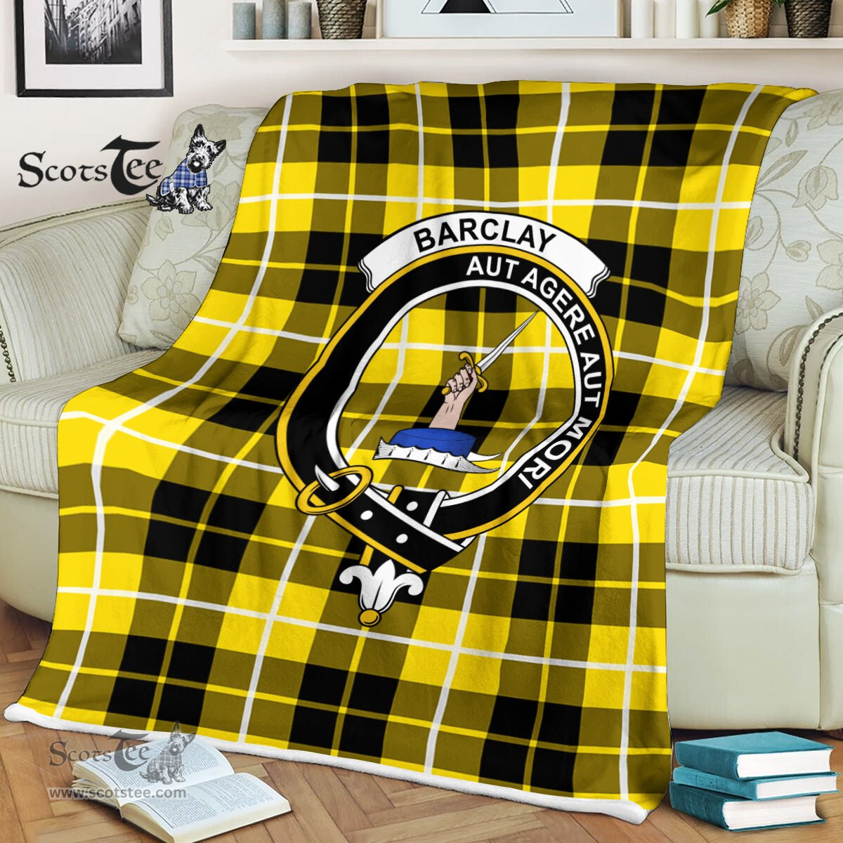 Plaid Blanket Barclay Dress Modern Clan Crest Badge Tartan Blanket Scottish Blue Plaid Throw Blanket Tartan Plaid Fleece Blanket