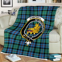 Plaid Blanket Campbell Of Cawdor Ancient Clan Crest Badge Tartan Blanket Scottish Green Plaid Throw Blanket - Scotstee Shop