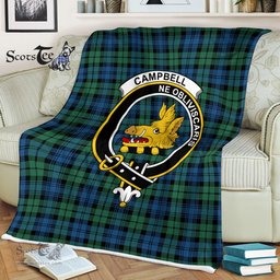 Plaid Blanket Campbell Ancient Clan Crest Badge Tartan Blanket Scottish Green Plaid Throw Blanket Tartan Plaid Fleece Blanket