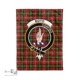 Plaid Blanket Boyd Clan Crest Badge Tartan Blanket Scottish Blue Plaid Throw Blanket Tartan Plaid Fleece Blanket