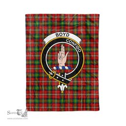 Plaid Blanket Boyd Clan Crest Badge Tartan Blanket Scottish Blue Plaid Throw Blanket Tartan Plaid Fleece Blanket