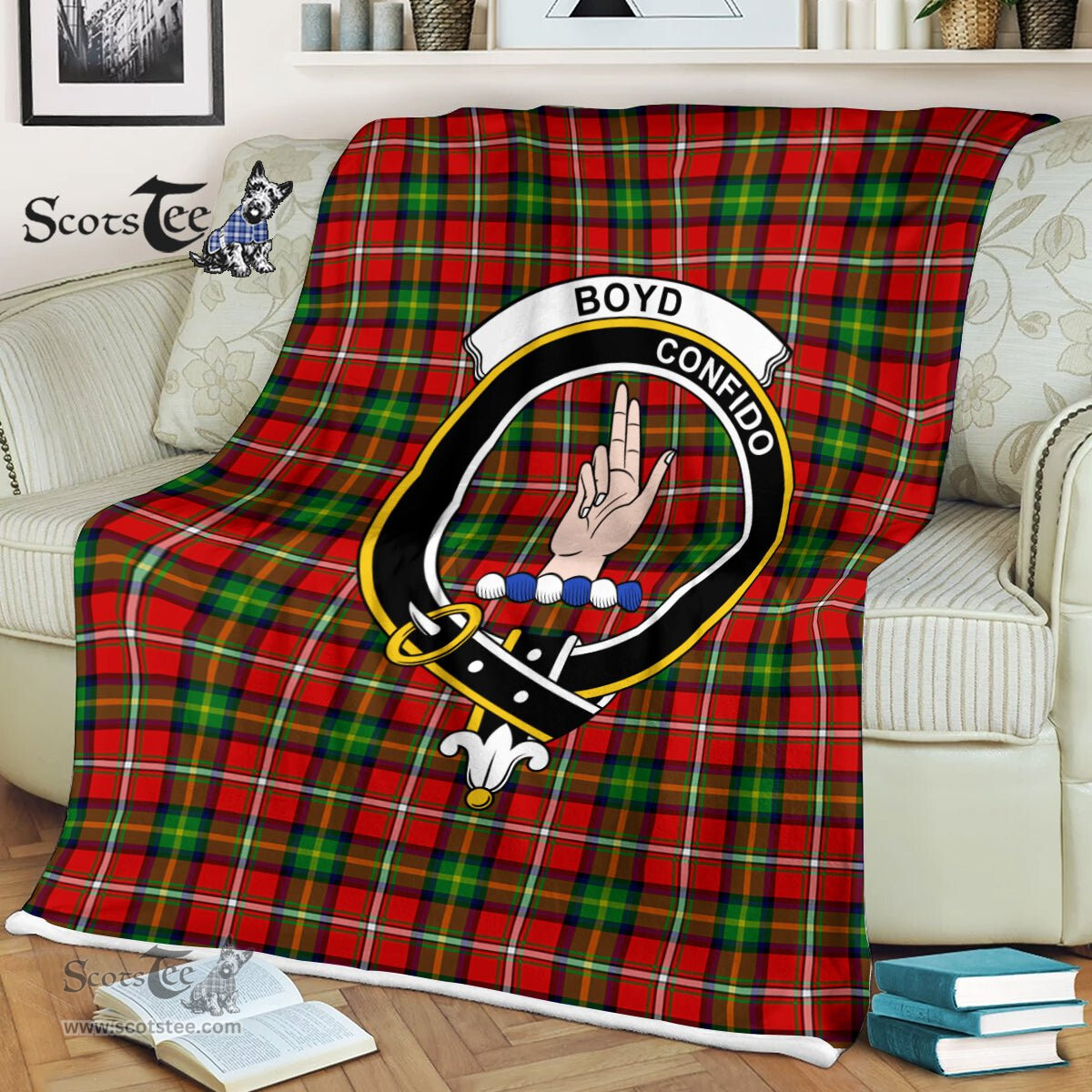 Plaid Blanket Boyd Clan Crest Badge Tartan Blanket Scottish Blue Plaid Throw Blanket Tartan Plaid Fleece Blanket