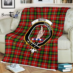 Plaid Blanket Boyd Clan Crest Badge Tartan Blanket Scottish Blue Plaid Throw Blanket Tartan Plaid Fleece Blanket
