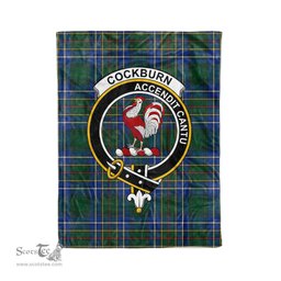 Plaid Blanket Cockburn Ancient Crest Badge Tartan Blanket Scottish Green Plaid Throw Blanket Tartan Plaid Fleece Blanket - Scotstee Shop