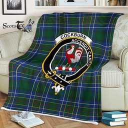 Plaid Blanket Cockburn Ancient Crest Badge Tartan Blanket Scottish Green Plaid Throw Blanket Tartan Plaid Fleece Blanket - Scotstee Shop