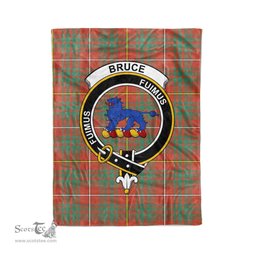 Plaid Blanket Bruce Ancient Clan Crest Badge Tartan Blanket Scottish Blue Plaid Throw Blanket Tartan Plaid Fleece Blanket
