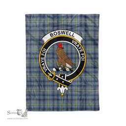 Plaid Blanket Boswell Clan Crest Badge Tartan Blanket Scottish Blue Plaid Throw Blanket Tartan Plaid Fleece Blanket