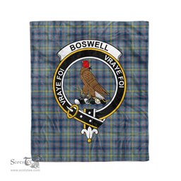 Plaid Blanket Boswell Clan Crest Badge Tartan Blanket Scottish Blue Plaid Throw Blanket Tartan Plaid Fleece Blanket