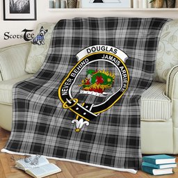 Plaid Blanket Douglas Grey Clan Crest Badge Tartan Blanket Scottish Green Plaid Throw Blanket Tartan Plaid Fleece Blanket