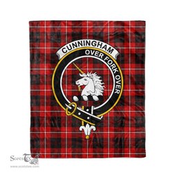 Plaid Blanket Cunningham Clan Crest Badge Tartan Blanket Scottish Green Plaid Throw Blanket Tartan Plaid Fleece Blanket