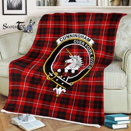 Plaid Blanket Cunningham Clan Crest Badge Tartan Blanket Scottish Green Plaid Throw Blanket Tartan Plaid Fleece Blanket