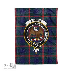 Plaid Blanket Agnew Clan Crest Badge Tartan Blanket Scottish Blue Plaid Throw Blanket Tartan Plaid Fleece Blanket