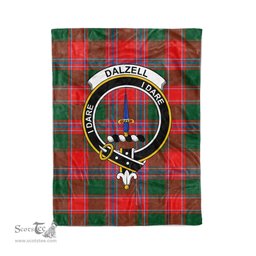 Plaid Blanket Dalzell Clan Crest Badge Tartan Blanket Scottish Green Plaid Throw Blanket Tartan Plaid Fleece Blanket