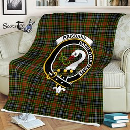 Plaid Blanket Brisbane Clan Crest Badge Tartan Blanket Scottish Blue Plaid Throw Blanket Tartan Plaid Fleece Blanket