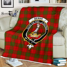 Plaid Blanket Dewar Clan Crest Badge Tartan Blanket Scottish Green Plaid Throw Blanket Tartan Plaid Fleece Blanket