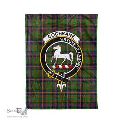 Plaid Blanket Cochrane Clan Crest Badge Tartan Blanket Scottish Green Plaid Throw Blanket Tartan Plaid Fleece Blanket