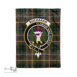 Plaid Blanket Buchanan Hunting Clan Crest Badge Tartan Blanket Scottish Blue Plaid Throw Blanket Tartan Plaid Fleece Blanket
