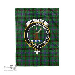 Plaid Blanket Davidson Clan Crest Badge Tartan Blanket Scottish Green Plaid Throw Blanket Tartan Plaid Fleece Blanket