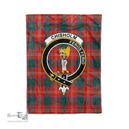 Plaid Blanket Chisholm Ancient Clan Crest Badge Tartan Blanket Scottish Green Plaid Throw Blanket Tartan Plaid Fleece Blanket