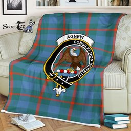 Plaid Blanket Agnew Ancient Clan Crest Badge Tartan Blanket Scottish Blue Plaid Throw Blanket Tartan Plaid Fleece Blanket