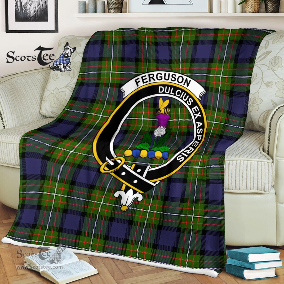 Ferguson Tartan Plaid Blanket Ferguson Modern Clan Crest Badge Tartan Blanket Scottish Tartan Plaid Fleece Blanket