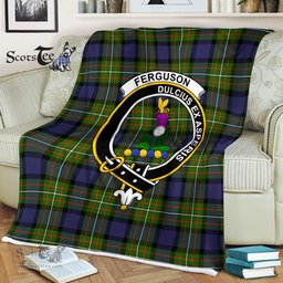 Ferguson Tartan Plaid Blanket Ferguson Modern Clan Crest Badge Tartan Blanket Scottish Tartan Plaid Fleece Blanket