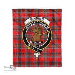 Plaid Blanket Binning Clan Crest Badge Tartan Blanket Scottish Blue Plaid Throw Blanket Tartan Plaid Fleece Blanket