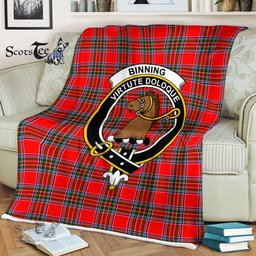 Plaid Blanket Binning Clan Crest Badge Tartan Blanket Scottish Blue Plaid Throw Blanket Tartan Plaid Fleece Blanket