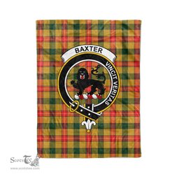 Plaid Blanket Baxter Clan Crest Badge Tartan Blanket Scottish Blue Plaid Throw Blanket Tartan Plaid Fleece Blanket