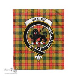 Plaid Blanket Baxter Clan Crest Badge Tartan Blanket Scottish Blue Plaid Throw Blanket Tartan Plaid Fleece Blanket