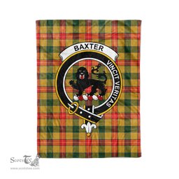 Plaid Blanket Baxter Clan Crest Badge Tartan Blanket Scottish Blue Plaid Throw Blanket Tartan Plaid Fleece Blanket