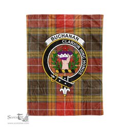 Plaid Blanket Buchanan Old Set Weathered Clan Crest Badge Tartan Blanket Scottish Blue Plaid Throw Blanket - Scotstee Shop