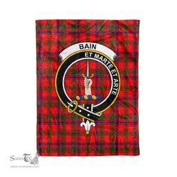Plaid Blanket Bain Clan Crest Badge Tartan Blanket Scottish Blue Plaid Throw Blanket Tartan Plaid Fleece Blanket