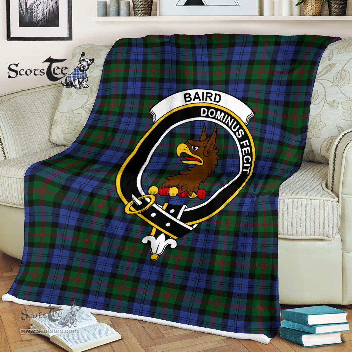 Baird Tartan Blanket Plaid Blanket Baird Clan Crest Badge Tartan Blanket Scottish Blue Plaid Throw Blanket Tartan Plaid Fleece Blanket