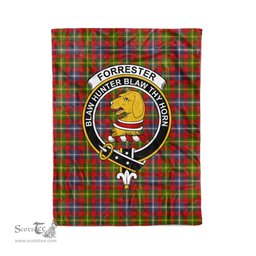 Plaid Blanket Forrester Clan Crest Badge Tartan Blanket Scottish Green Plaid Throw Blanket Tartan Plaid Fleece Blanket